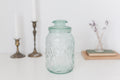 Vintage Embossed glass jar with lid
