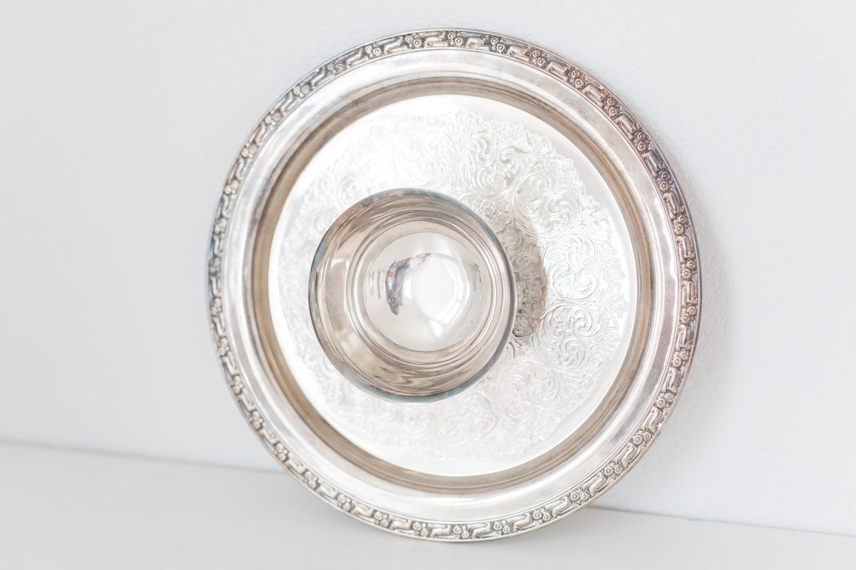 Vintage Oneida Silversmiths Chip and Dip Serving Tray