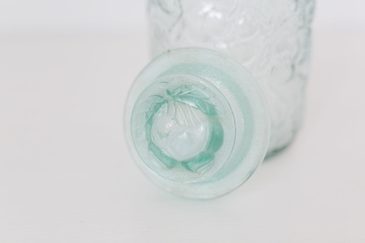 Vintage Embossed glass jar with lid