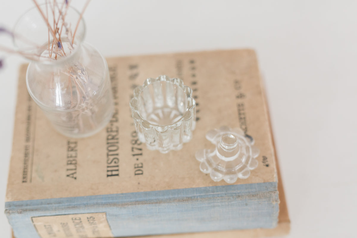 Vintage petit glass Heisey Crystolite Depression Glass Jar