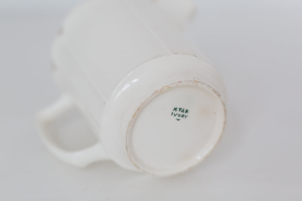 Vintage cream K T & K pitcher with gold accents