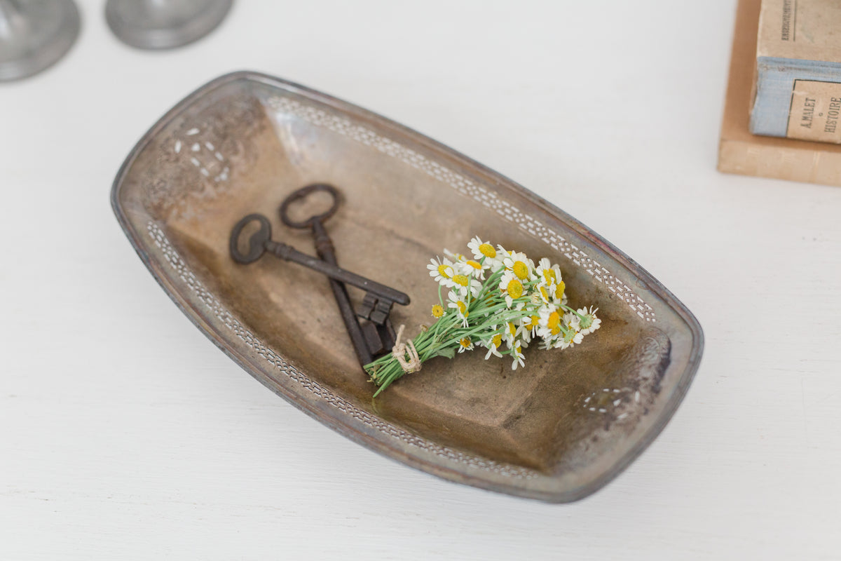 Vintage Wm Rogers silver rectangle bowl serving tray