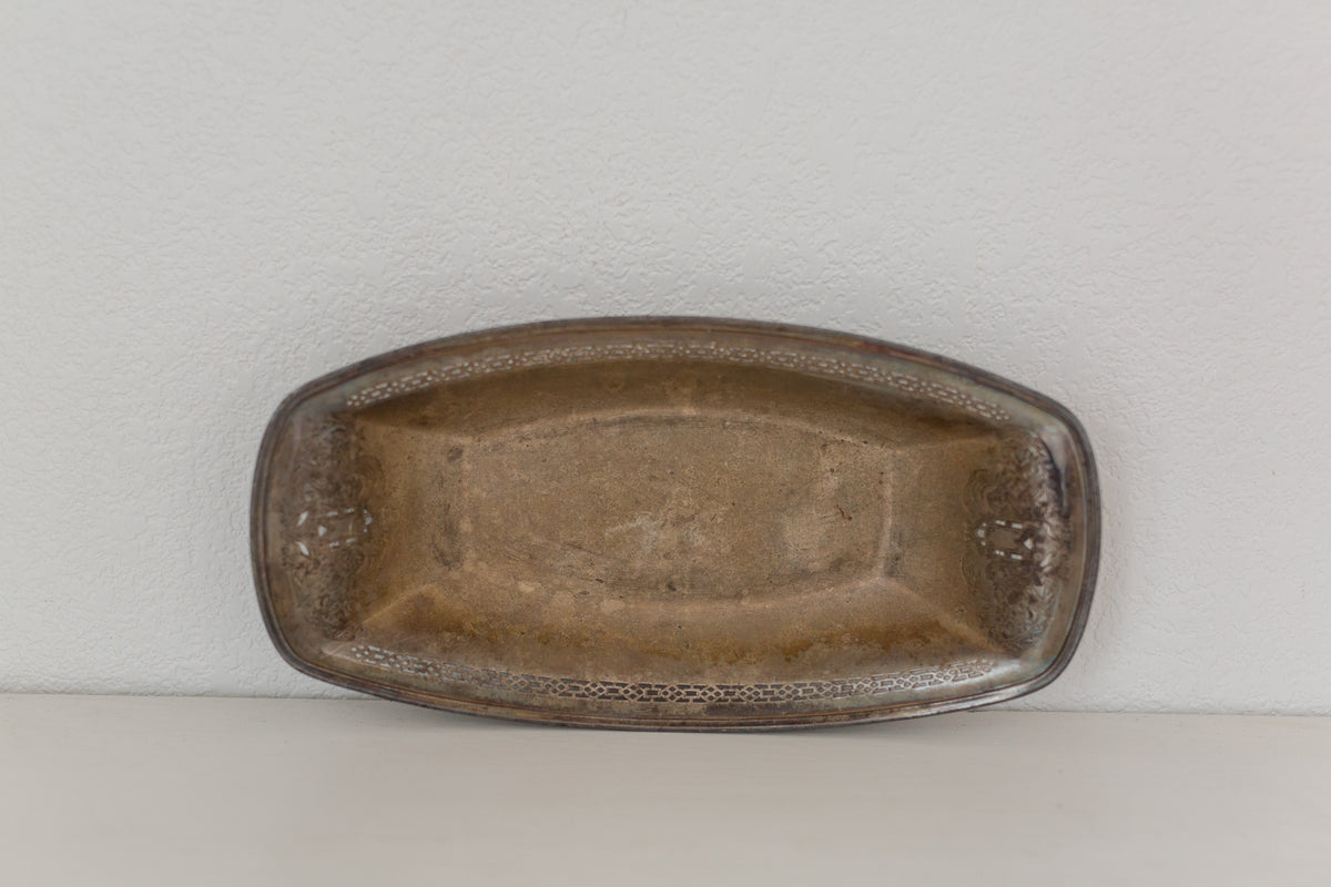 Vintage Wm Rogers silver rectangle bowl serving tray