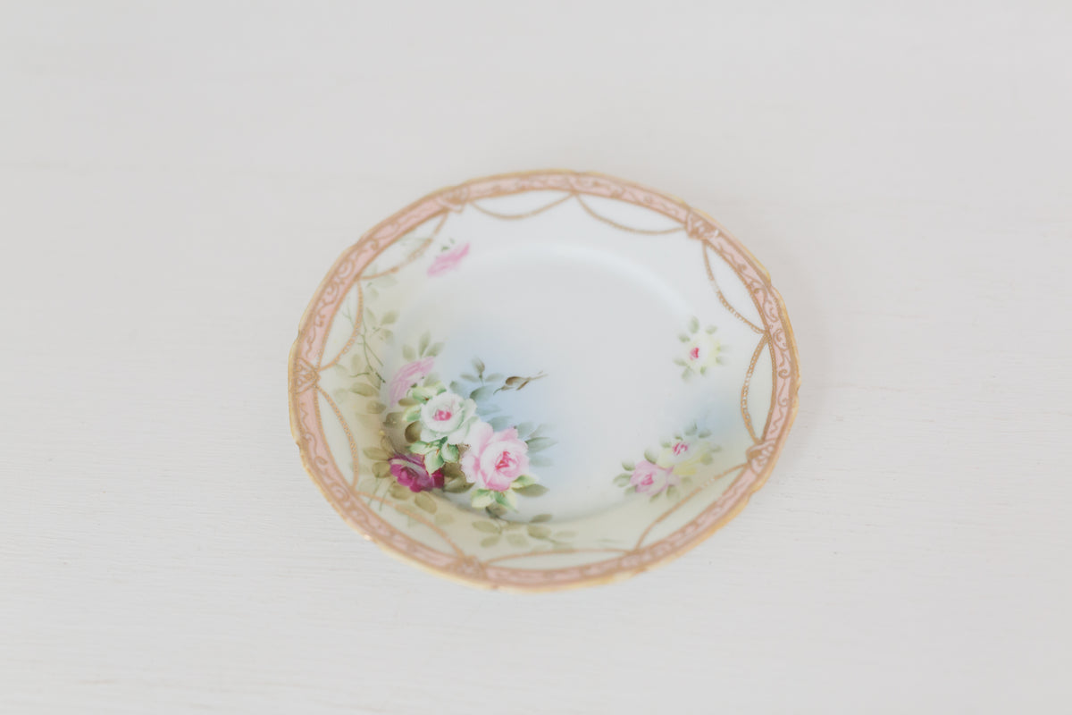 Vintage small hand painted Nippon plate, hand painted plate with floral design