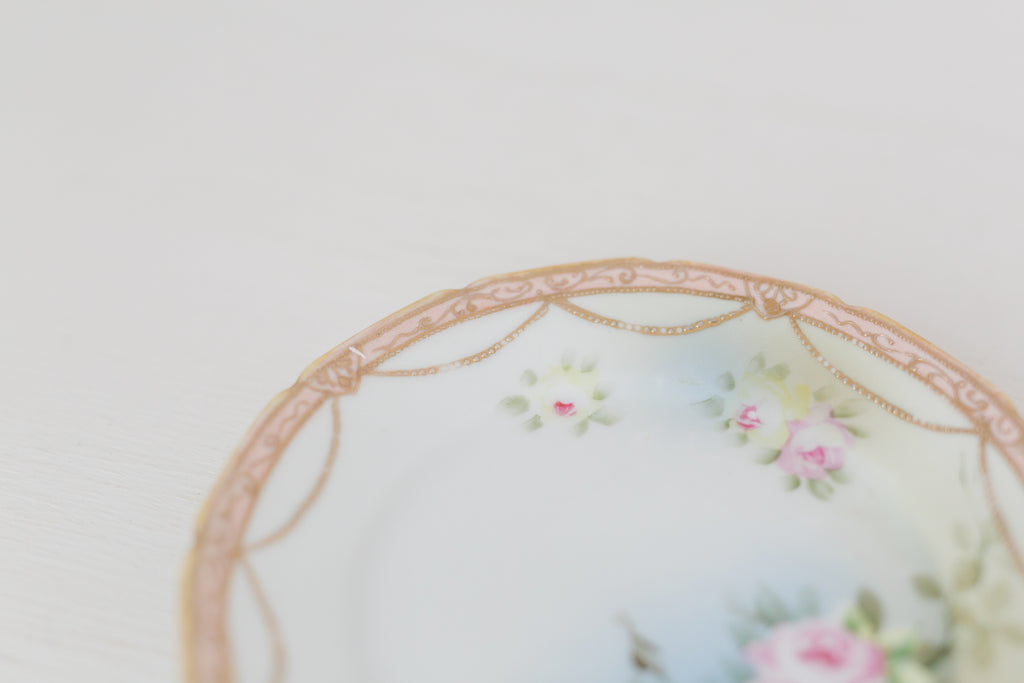 Vintage small hand painted Nippon plate, hand painted plate with floral design