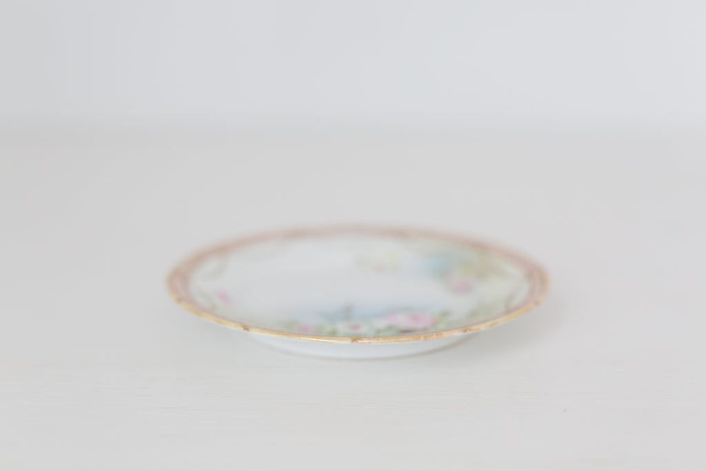 Vintage small hand painted Nippon plate, hand painted plate with floral design