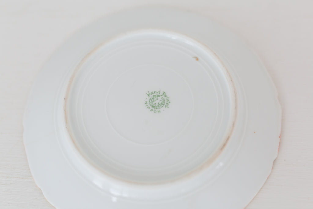Vintage small hand painted Nippon plate, hand painted plate with floral design