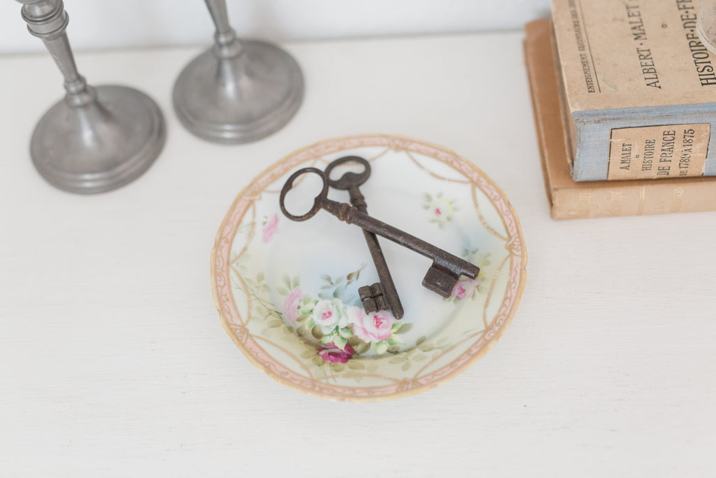 Vintage small hand painted Nippon plate, hand painted plate with floral design
