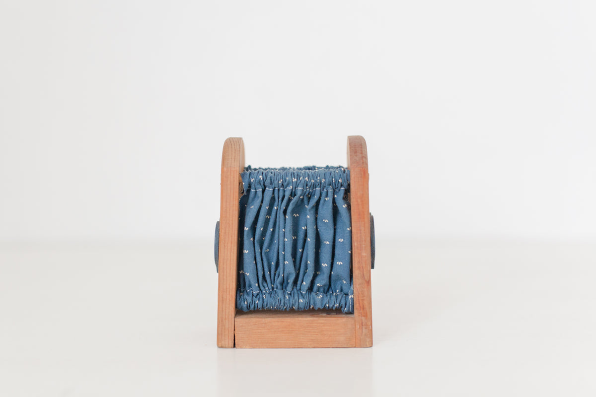 Vintage wood holder with blue fabric by Holiday Fantasies