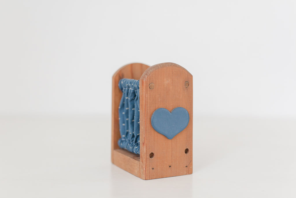 Vintage wood holder with blue fabric by Holiday Fantasies