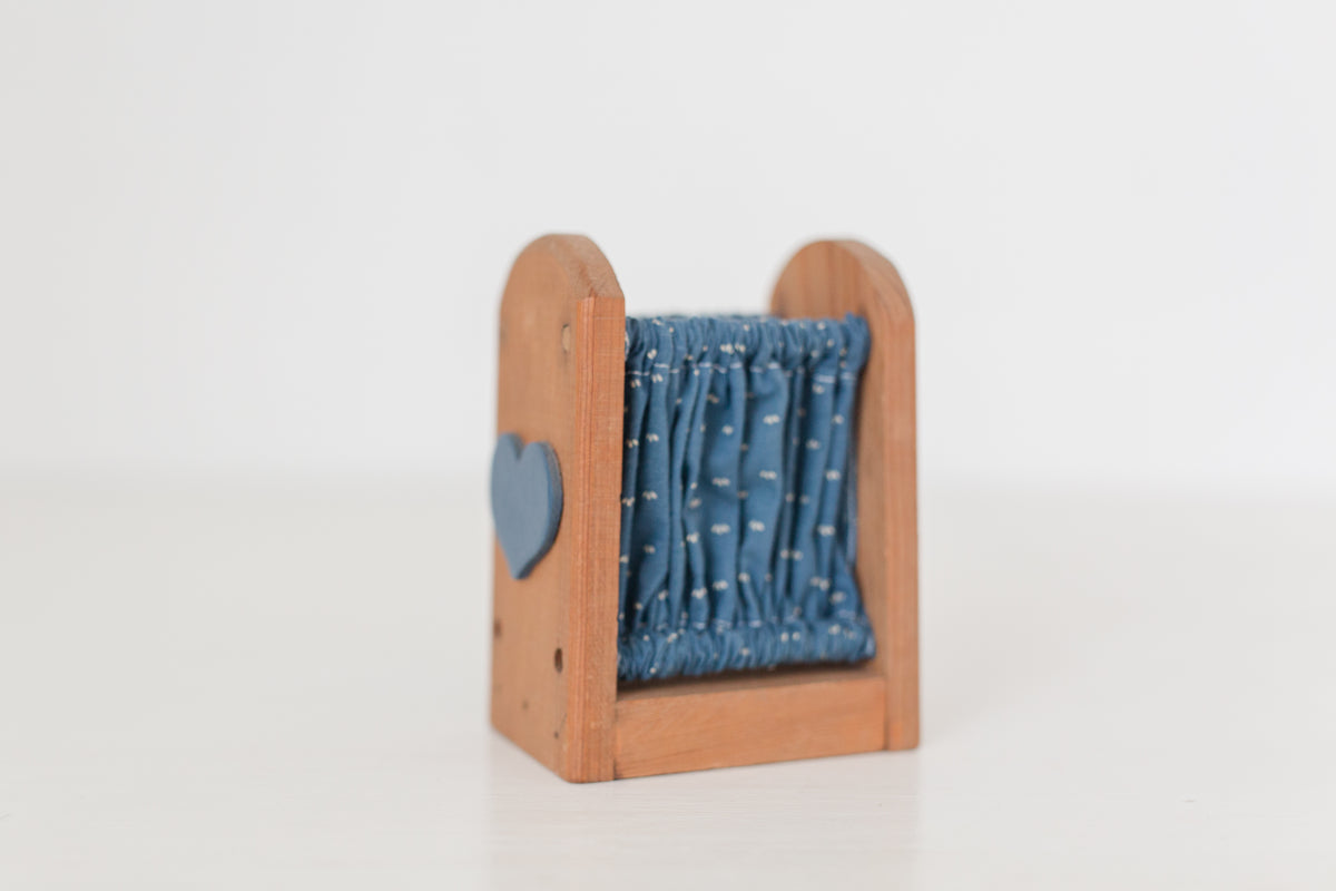 Vintage wood holder with blue fabric by Holiday Fantasies