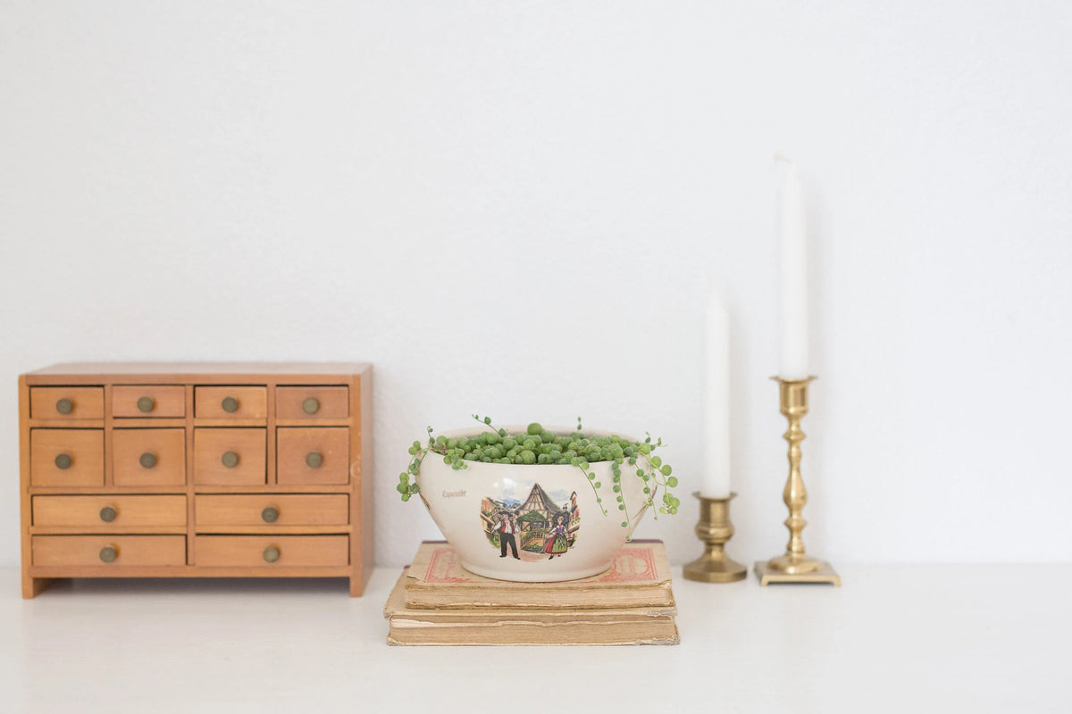 Vintage French ceramic bowl with Riquewihr design by Anne Ehret