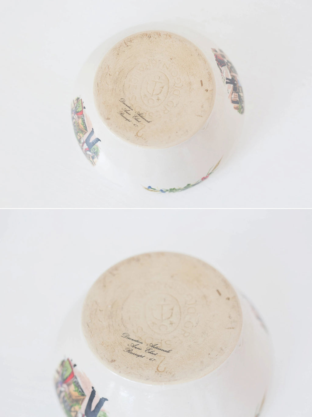 Vintage French ceramic bowl with Riquewihr design by Anne Ehret