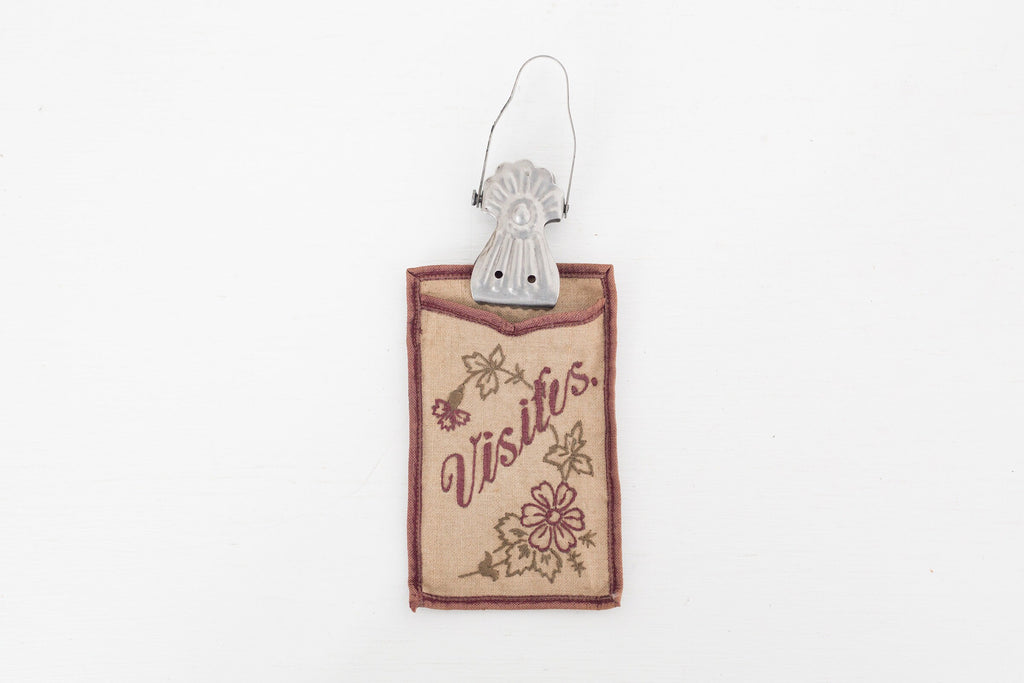 Vintage French fabric business card holder
