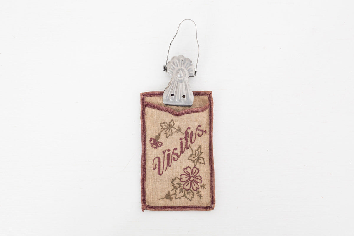 Vintage French fabric business card holder