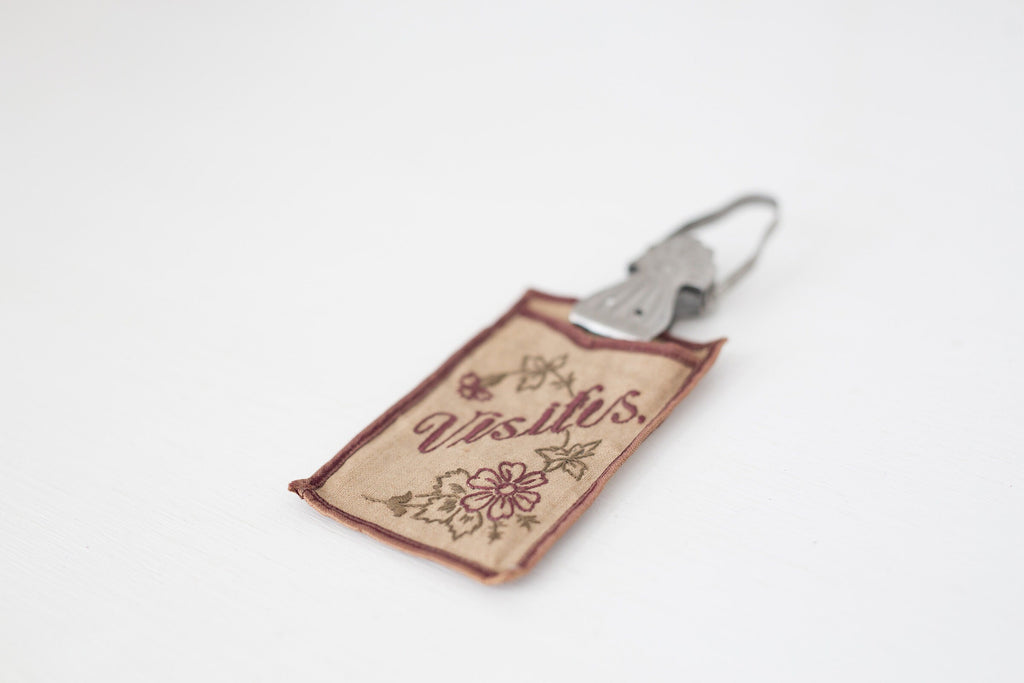 Vintage French fabric business card holder