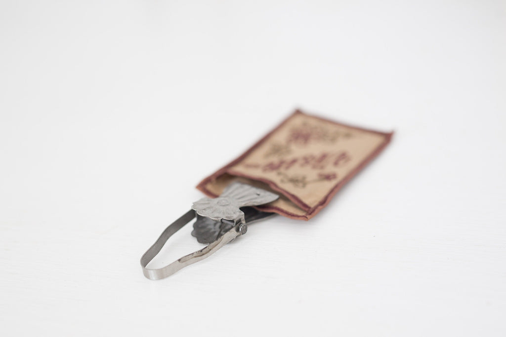 Vintage French fabric business card holder