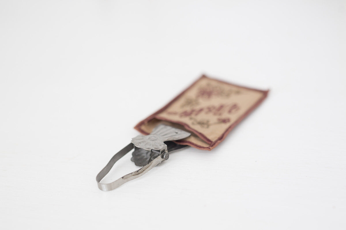 Vintage French fabric business card holder