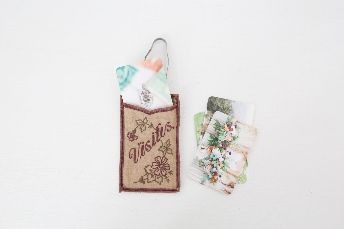 Vintage French fabric business card holder