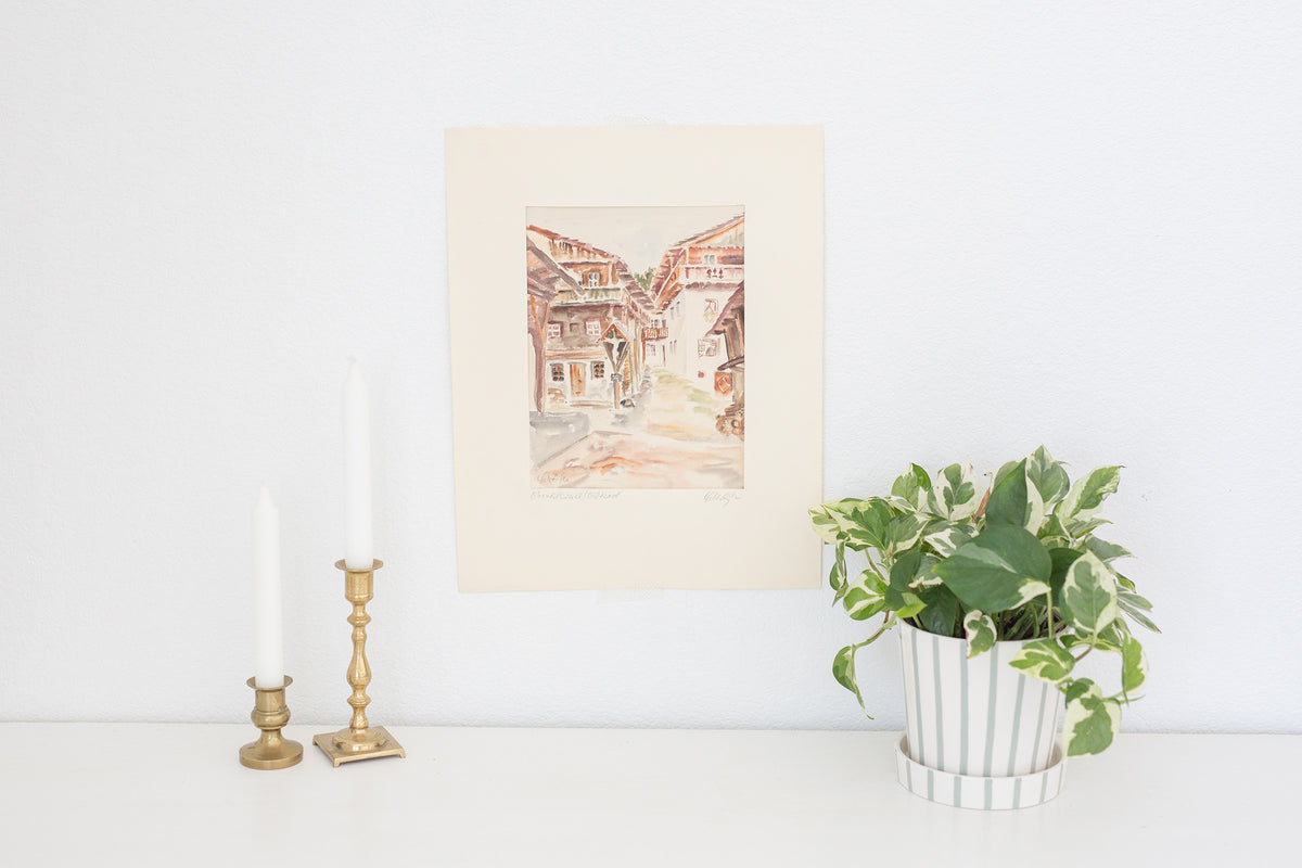 Vintage German hand painted water color