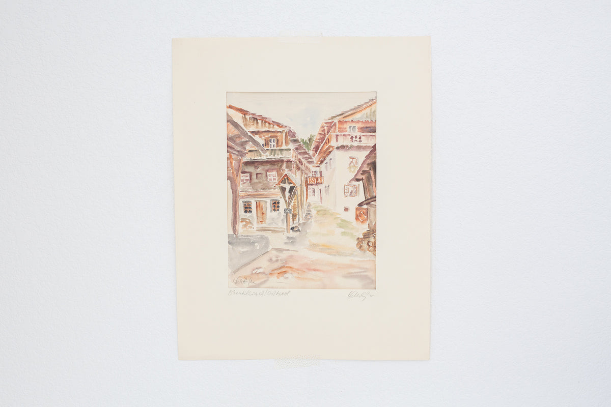 Vintage German hand painted water color