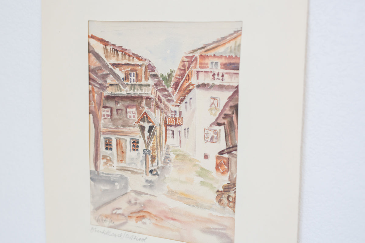 Vintage German hand painted water color