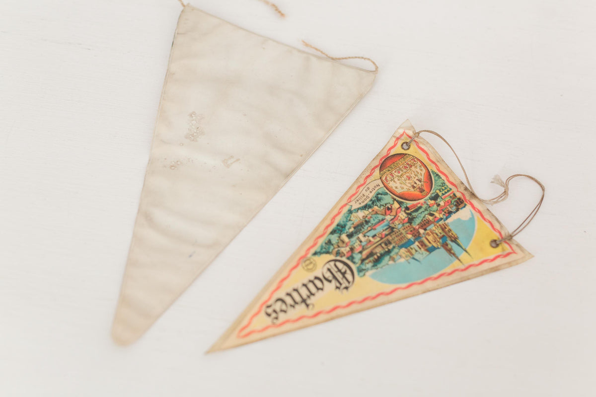 Set of two vintage bicycle pennant flags