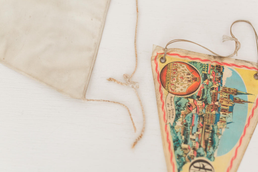 Set of two vintage bicycle pennant flags