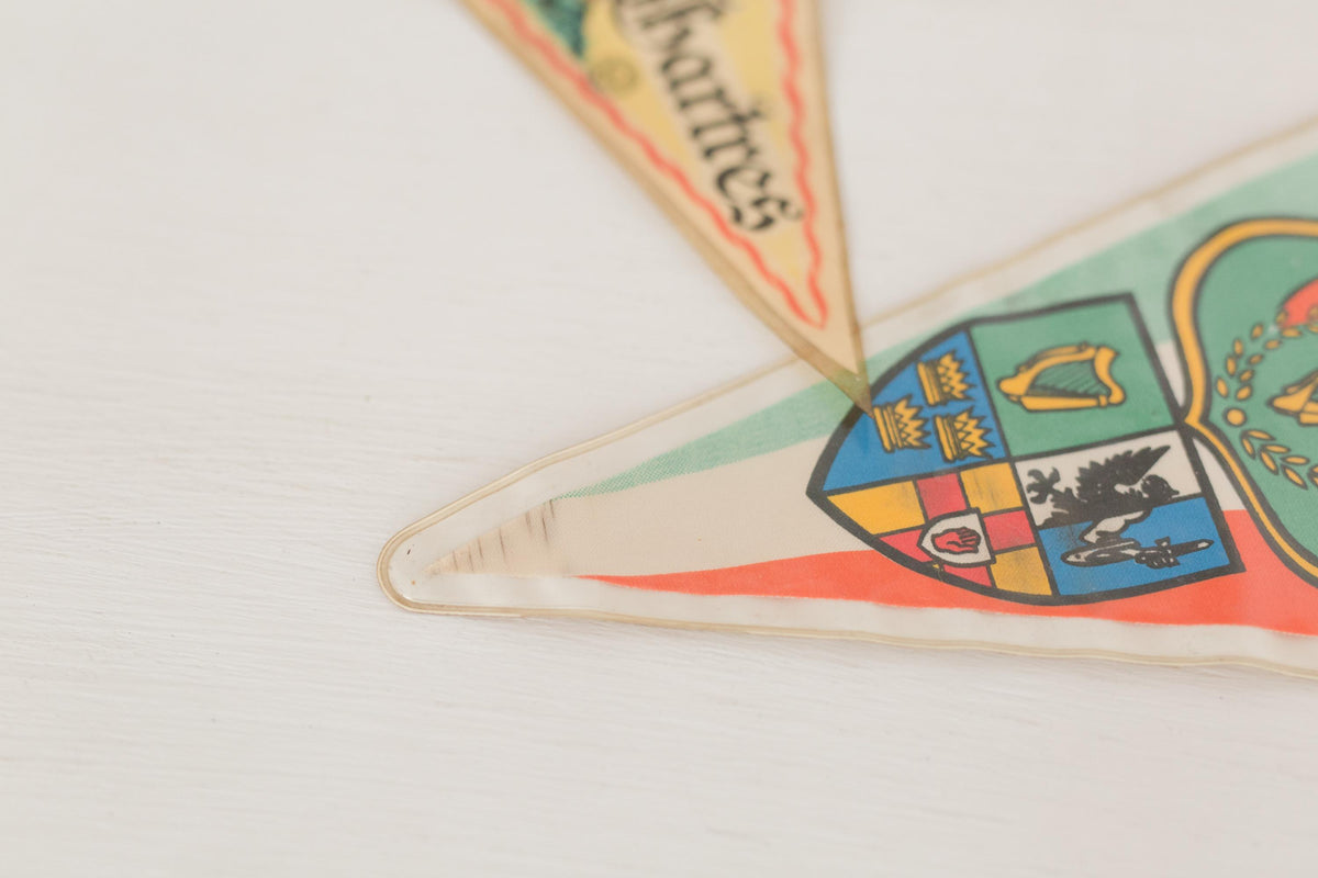 Set of two vintage bicycle pennant flags