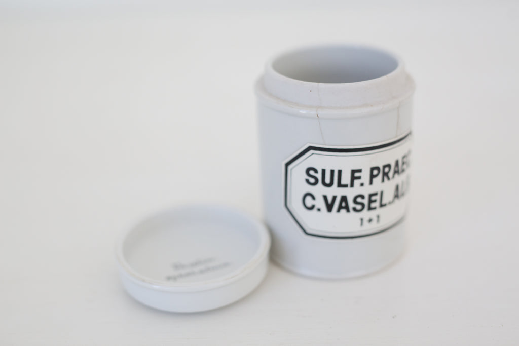 Vintage vaseline lidded jar, apothecary jar