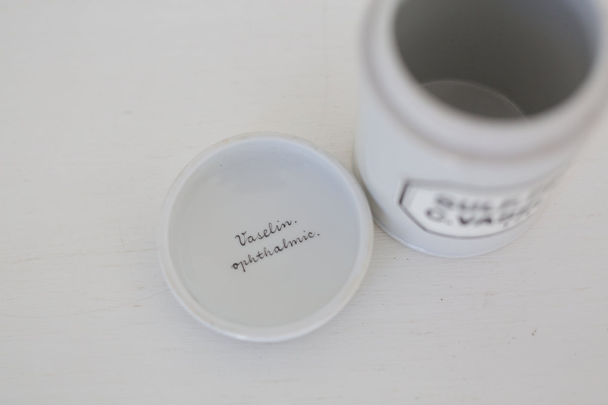 Vintage vaseline lidded jar, apothecary jar