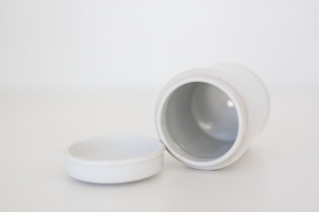 Vintage vaseline lidded jar, apothecary jar