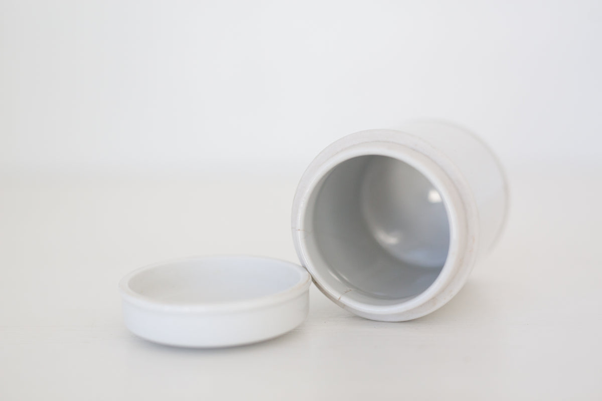 Vintage vaseline lidded jar, apothecary jar