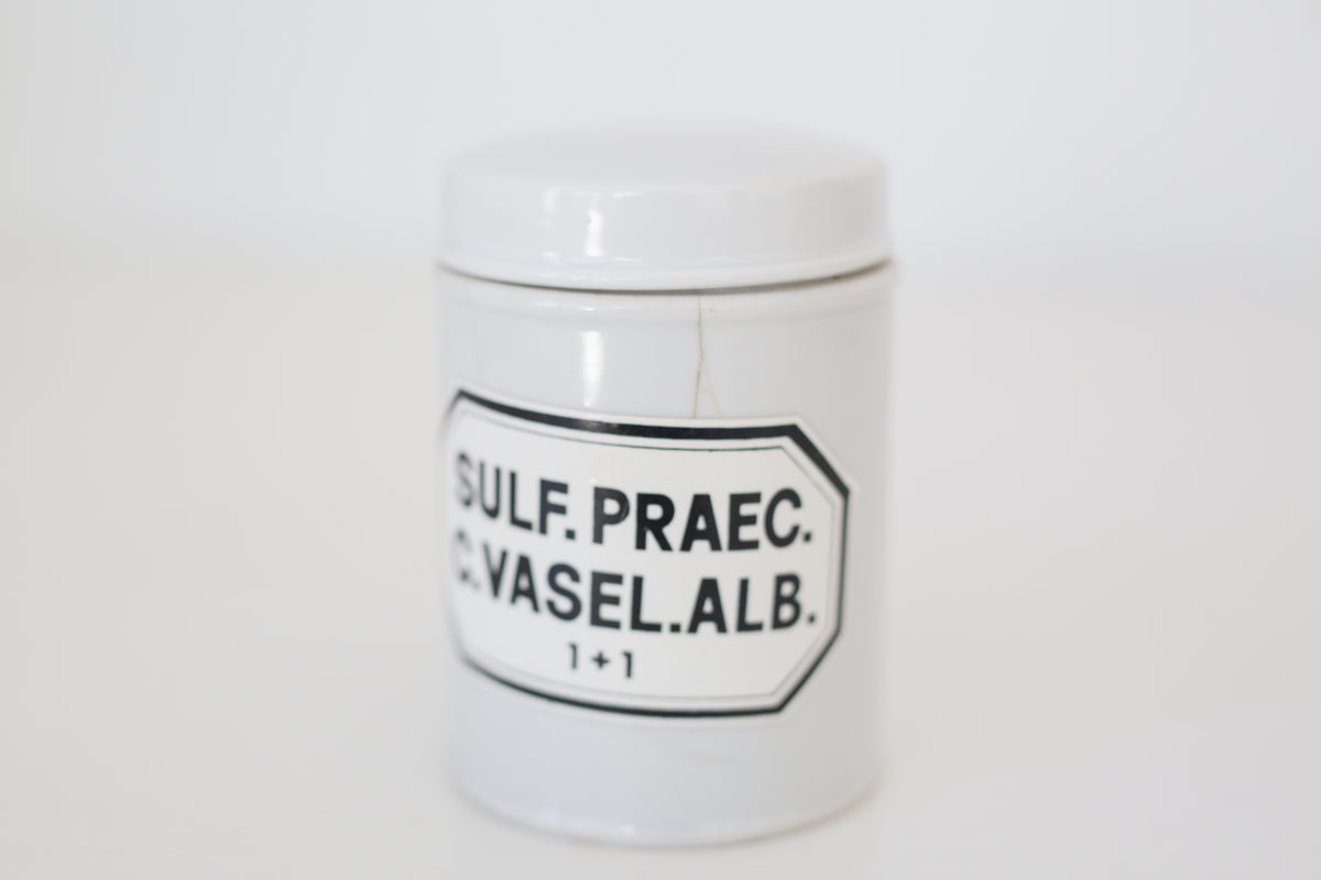 Vintage vaseline lidded jar, apothecary jar