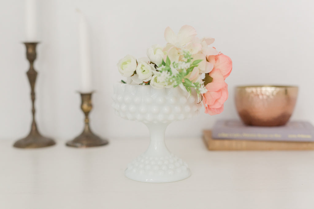 Vintage milk glass pedestal bowl