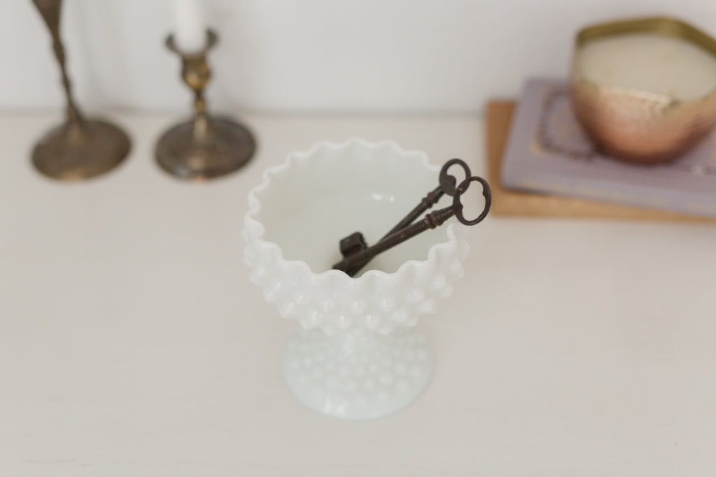 Vintage milk glass pedestal bowl