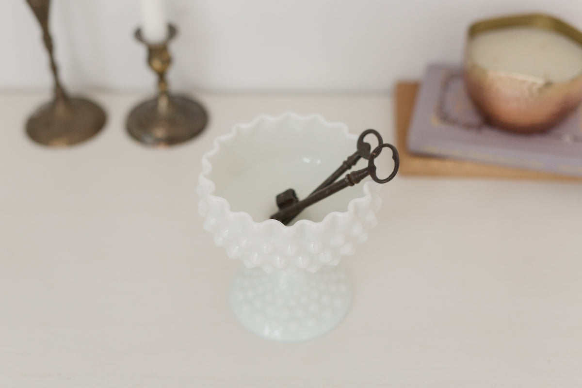 Vintage milk glass pedestal bowl