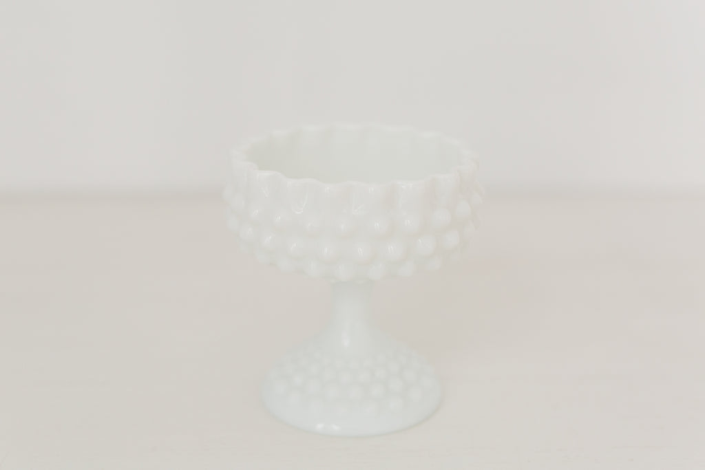 Vintage milk glass pedestal bowl