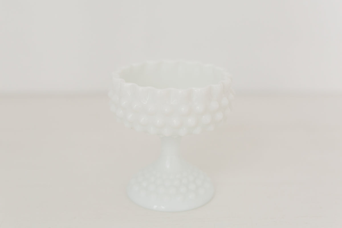 Vintage milk glass pedestal bowl