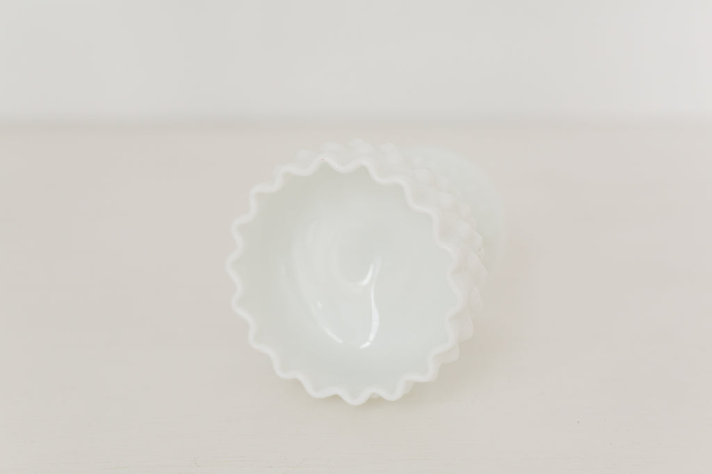 Vintage milk glass pedestal bowl