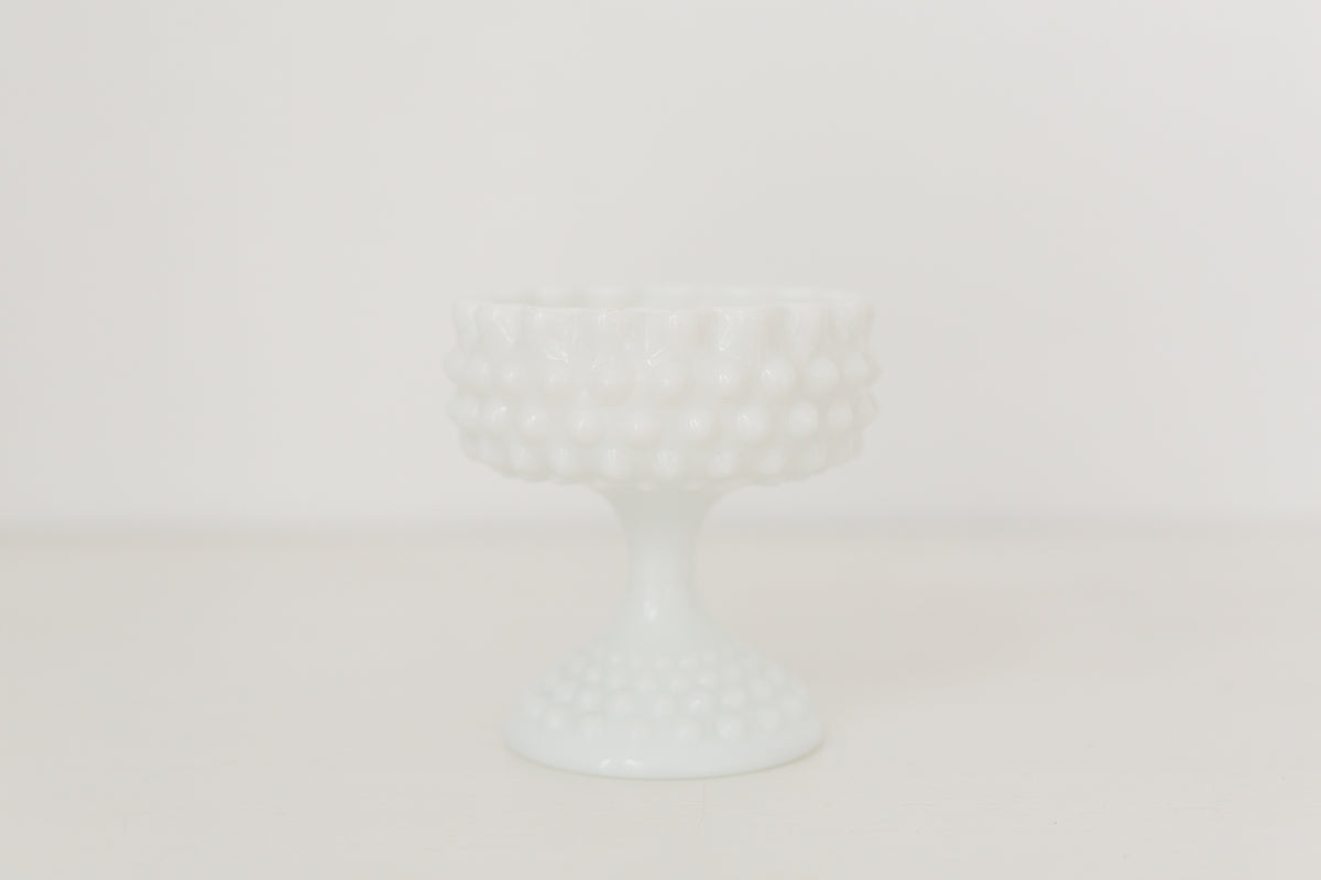 Vintage milk glass pedestal bowl