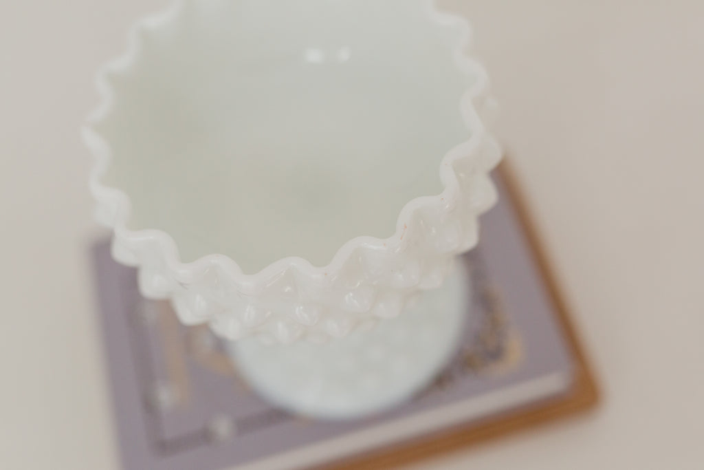 Vintage milk glass pedestal bowl