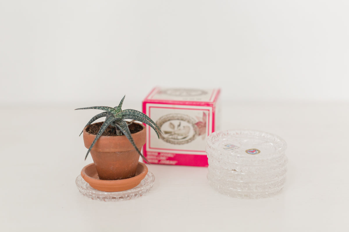 Vintage Crystal Glass Coasters made in W. Germany, set of 6