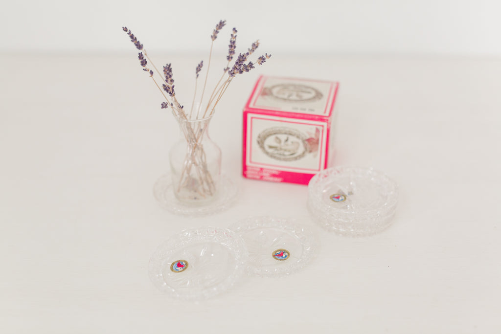 Vintage Crystal Glass Coasters made in W. Germany, set of 6