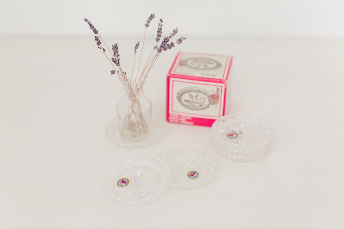 Vintage Crystal Glass Coasters made in W. Germany, set of 6
