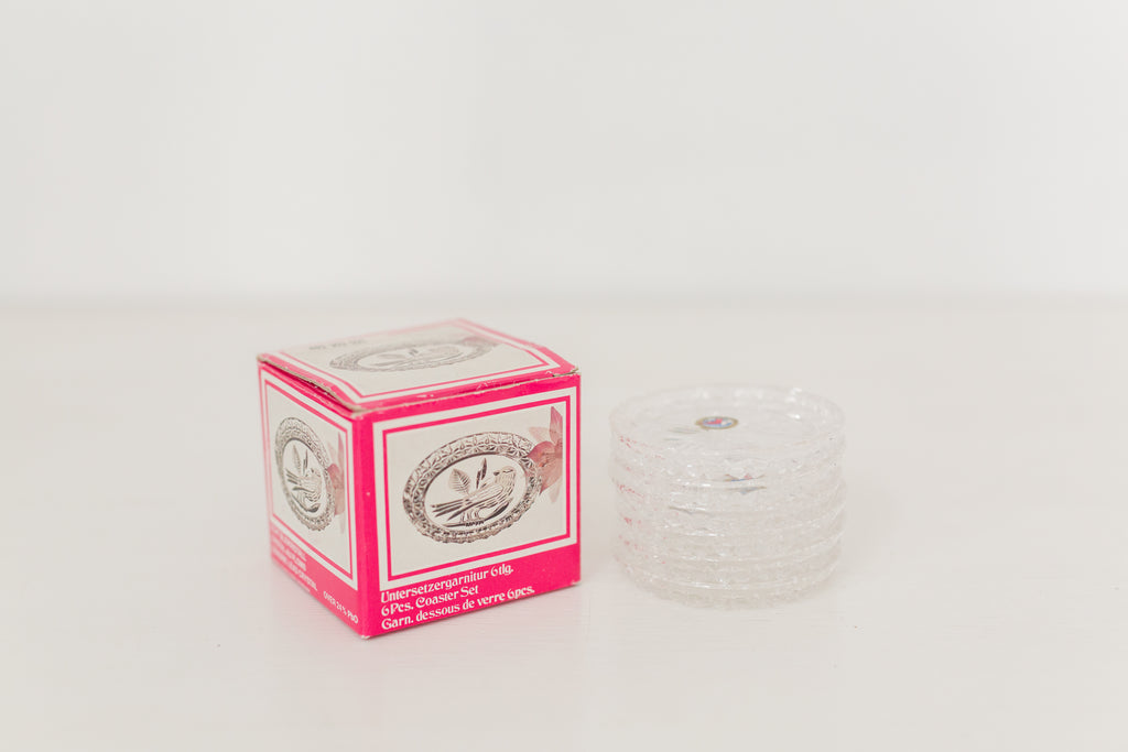Vintage Crystal Glass Coasters made in W. Germany, set of 6