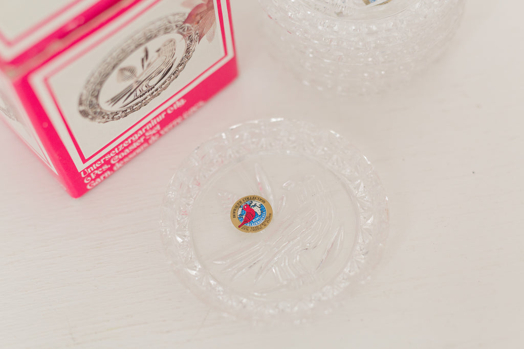 Vintage Crystal Glass Coasters made in W. Germany, set of 6