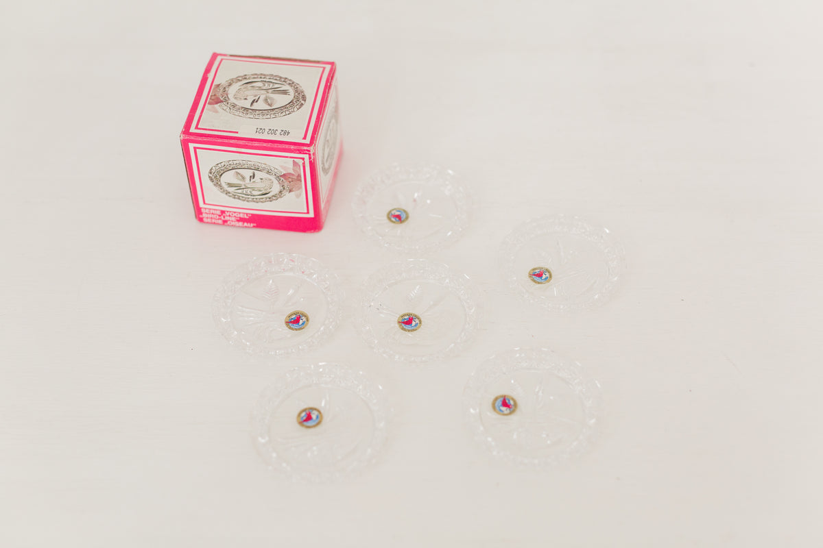 Vintage Crystal Glass Coasters made in W. Germany, set of 6