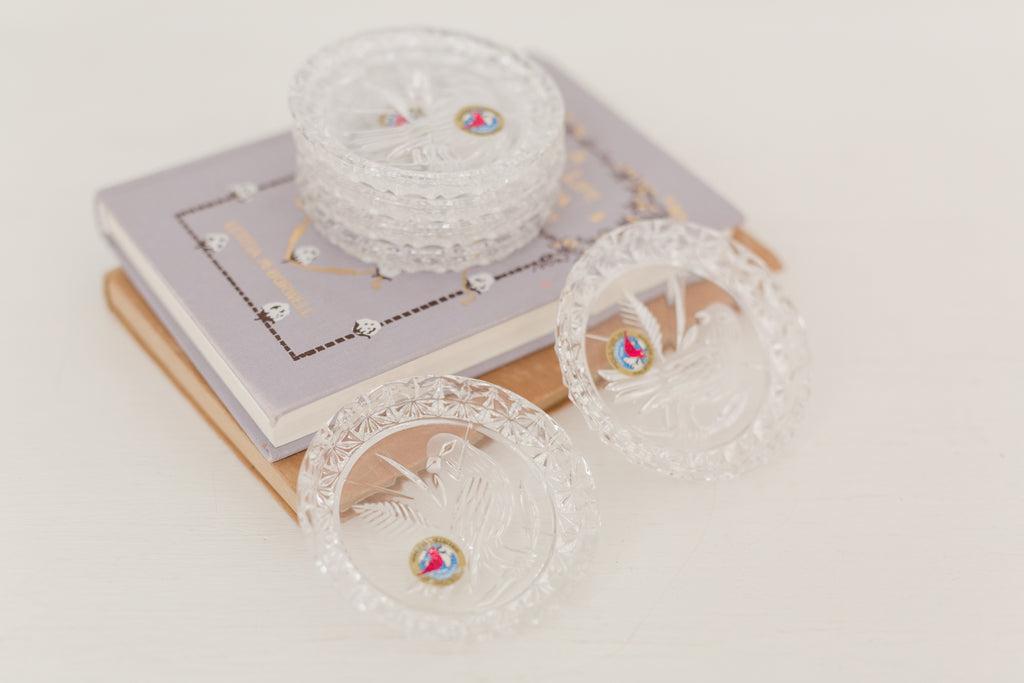 Vintage Crystal Glass Coasters made in W. Germany, set of 6