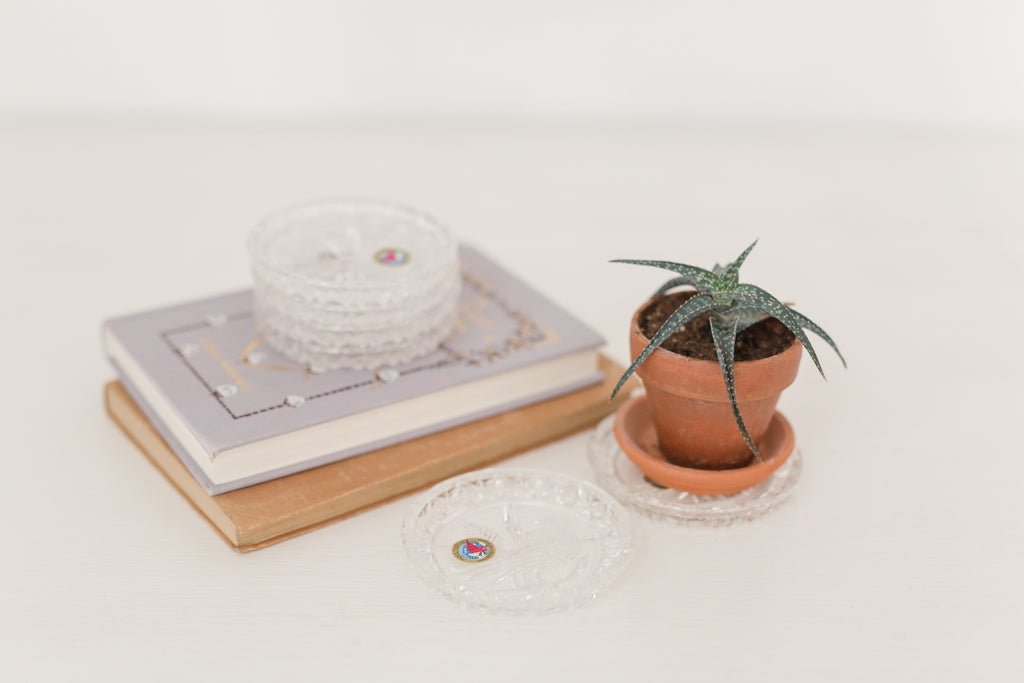 Vintage Crystal Glass Coasters made in W. Germany, set of 6
